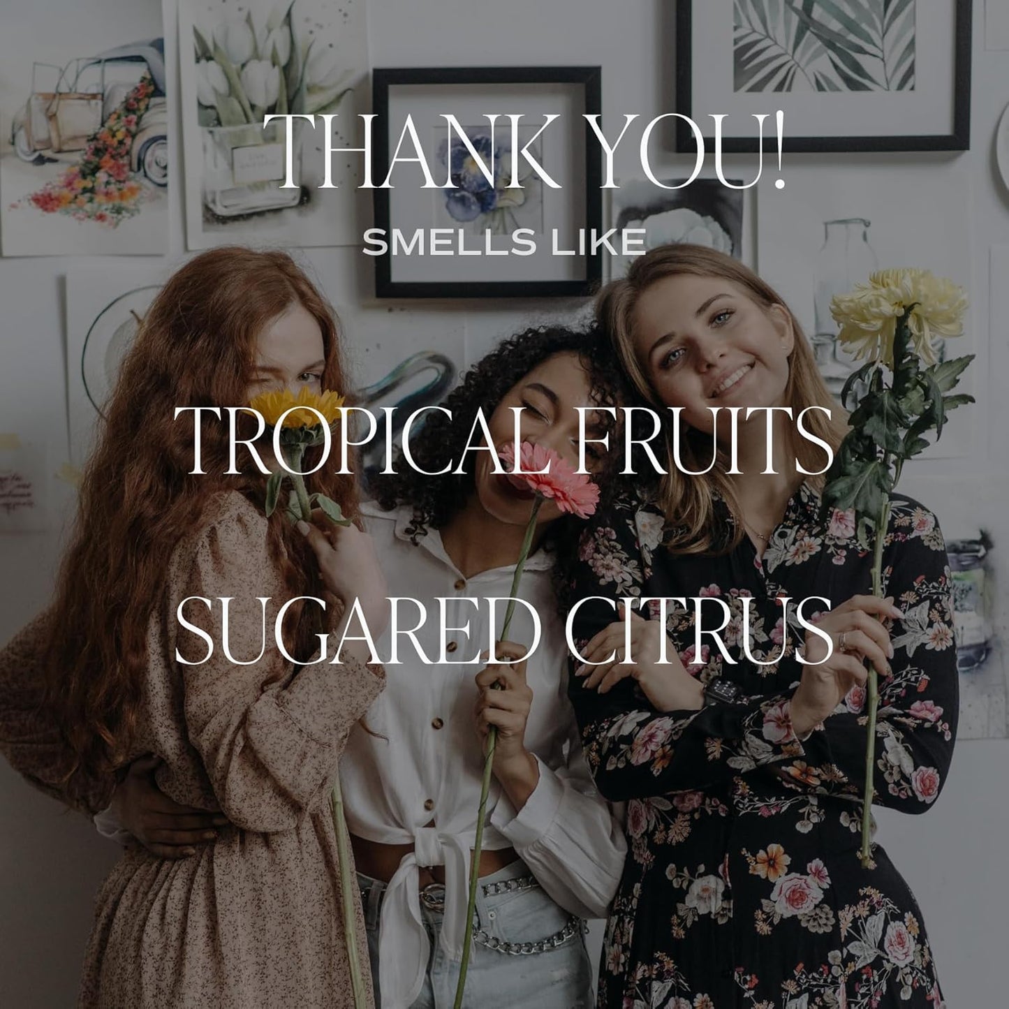 Thank You Candle - Tropical Fruit and Sugared Orange Scented Soy Wax Candle for Home, 9oz Clear Jar, 40 Hour Burn Time, Made in the USA