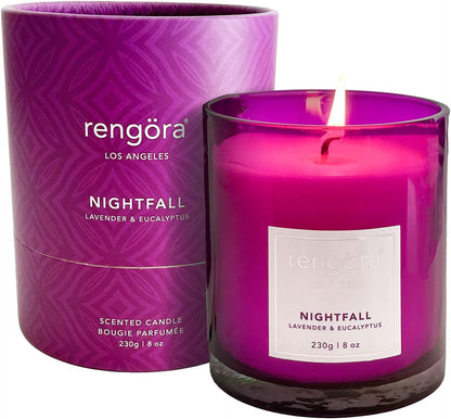 Lavender and Eucalyptus Aromatherapy Candles - 8oz Soy Candles in Magenta Purple Glass, Clean Burning and Long Lasting, Ideal Home Fragrance Gifts for Women