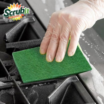 Heavy-Duty Non-Scratch Scouring Pads for Household Cleaning - Reusable Anti-Grease Scrubber, Green, 6-Pack