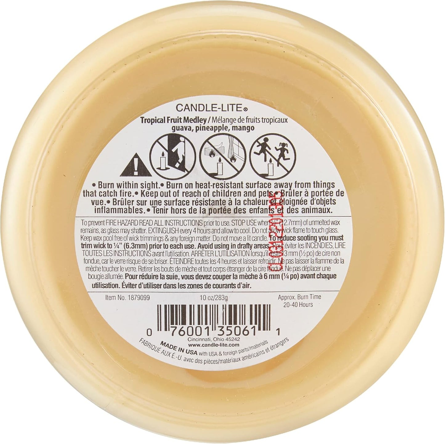 Aromatherapy Candle - Tropical Fruit Medley Fragrance, 10 Oz. Three Wick, Yellow, 20-40 Hours Burn Time