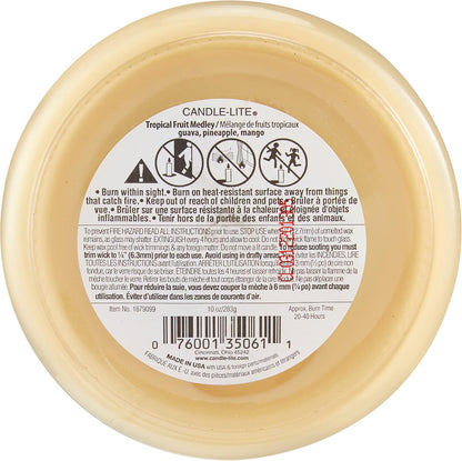 Aromatherapy Candle - Tropical Fruit Medley Fragrance, 10 Oz. Three Wick, Yellow, 20-40 Hours Burn Time