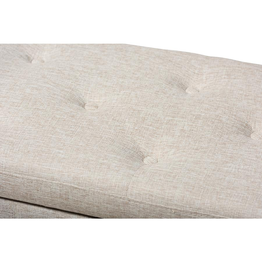 Baxton Studio Hannah Modern Beige Fabric Upholstered Button-Tufted Storage Ottoman Bench