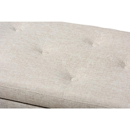 Baxton Studio Hannah Modern Beige Fabric Upholstered Button-Tufted Storage Ottoman Bench