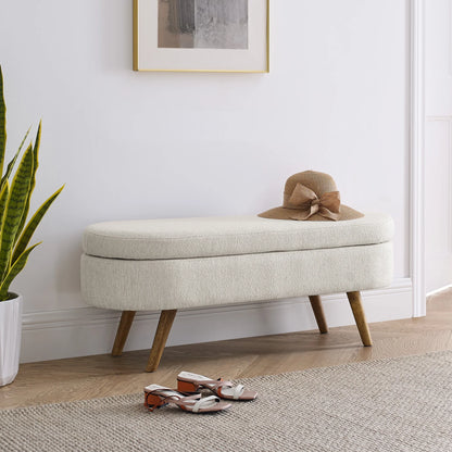 Oval Upholstered Storage Bench