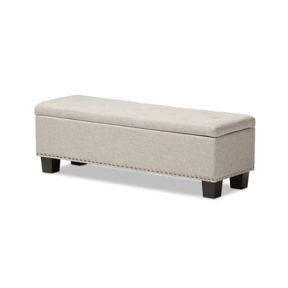 Baxton Studio Hannah Modern Beige Fabric Upholstered Button-Tufted Storage Ottoman Bench