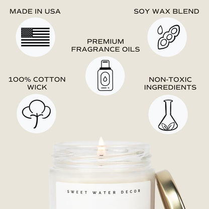 Thank You Candle - Tropical Fruit and Sugared Orange Scented Soy Wax Candle for Home, 9oz Clear Jar, 40 Hour Burn Time, Made in the USA