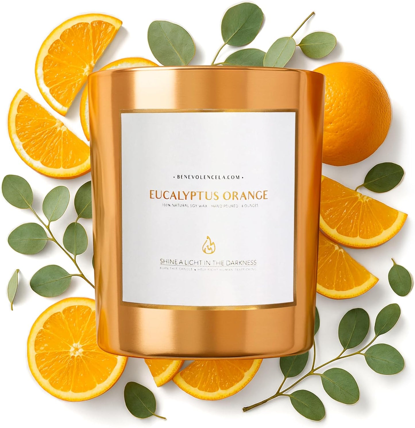 Eucalyptus Orange Wood Wick Soy Candles | 8oz Aromatherapy Home Fragrance | Ideal Gifts for All | 45-Hour Burn Time | Elegant Shelf Decor and Bathroom Freshener